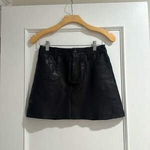 Alice + Olivia mini black leather skirt
